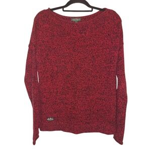 LAUREN JEANS CO RALPH LAUREN Womens Red Black Speckled Boatneck Sweater Size S